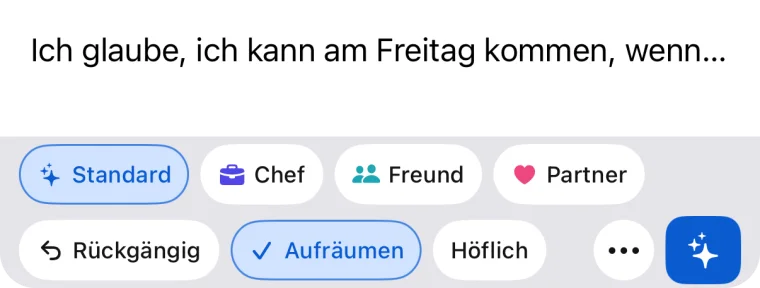 Der Entwurf als natürliche Nachricht, mit „Rückgängig“