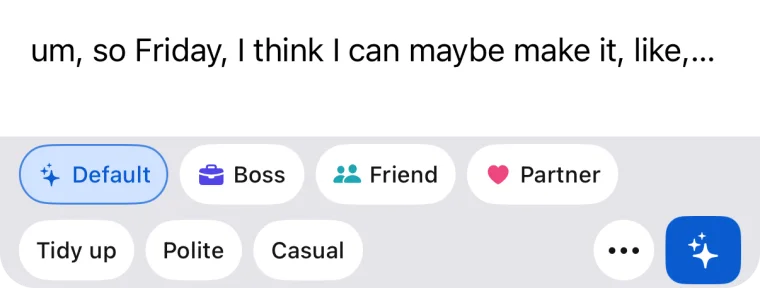 A draft full of fillers, with the Tidy up button