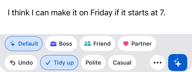 The draft tidied into a natural message, with an Undo button