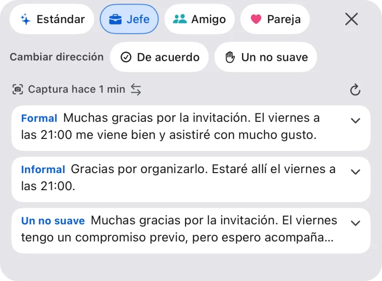 Tres respuestas con el perfil «Jefe»