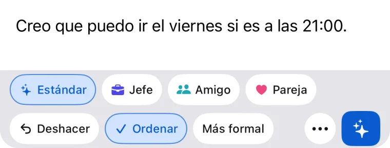 El borrador convertido en un mensaje natural, con «Deshacer»
