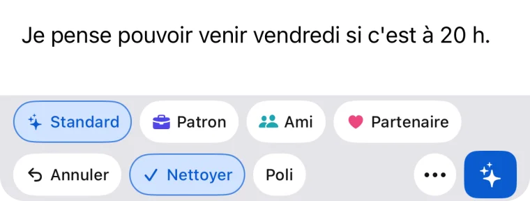 Le brouillon devenu un message naturel, avec « Annuler »