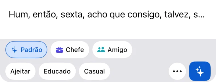 Um rascunho cheio de hesitações, com o botão “Ajeitar”
