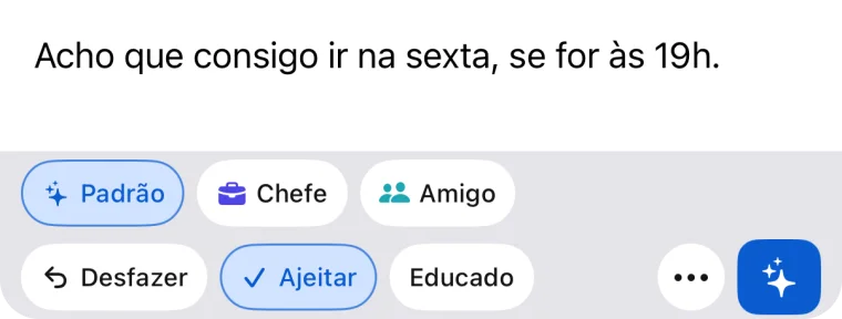 O rascunho virou uma mensagem natural, com “Desfazer”